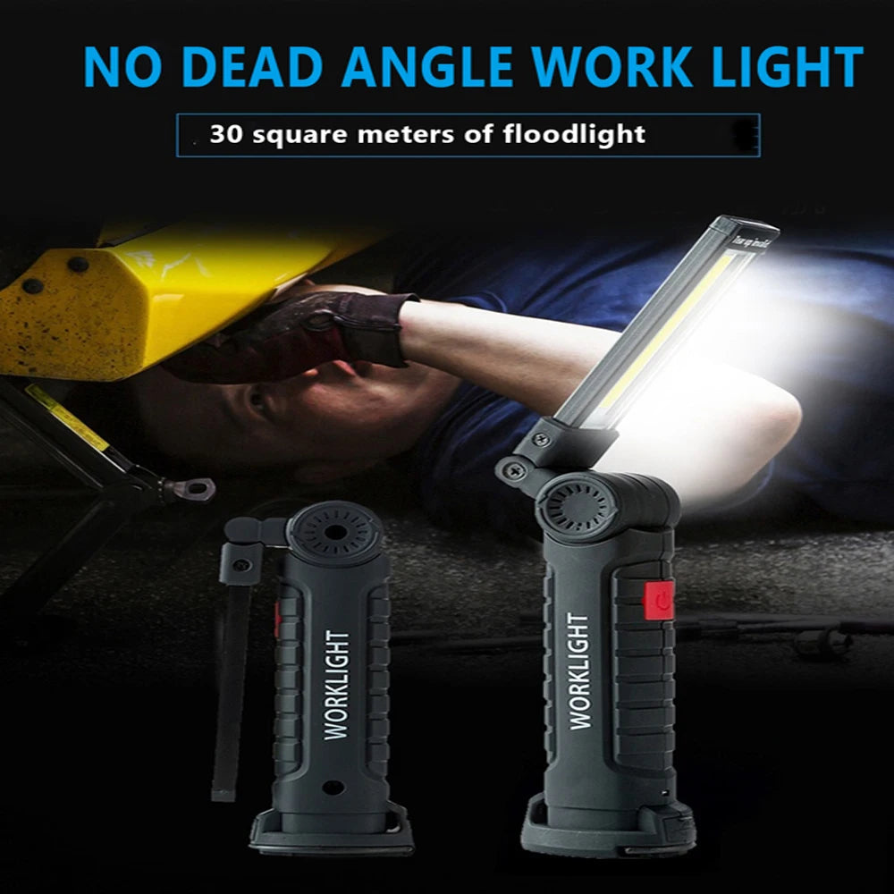 USB Flashlight Rechargeable Torch Tool Gifts for Men LED Work Light with Magnetic Base 5 Modes For Home Outdoor Camping ﻿