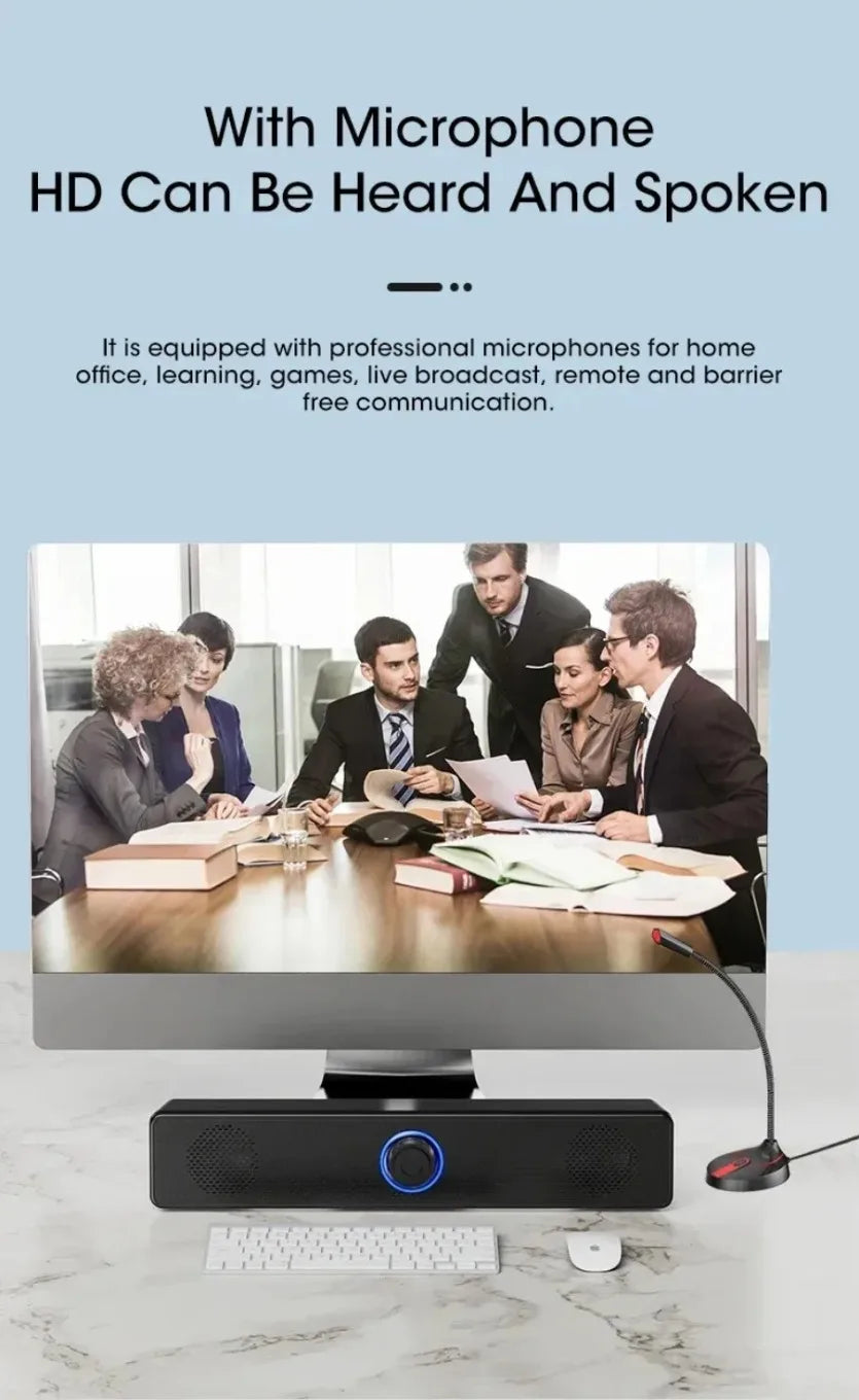 XIKCU Wireless Bluetooth and PC Soundbar Wired Speaker USB Powered Soundbar for TV Pc Laptop Home Theater Surround Audio System