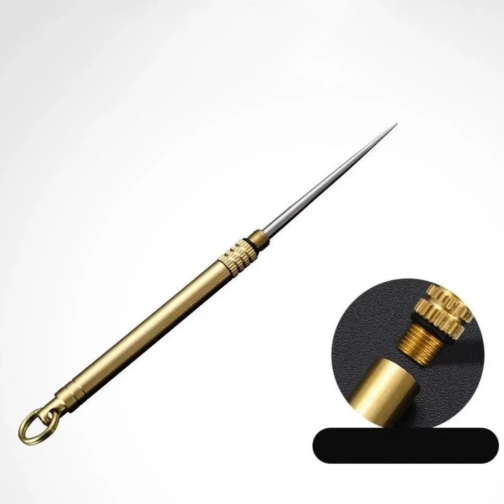 Titanium & Brass Toothpick, Portable Toothpick Bottle with Fruit Fork, Multifunctional Camping Tool, Stronger Than Dental Floss