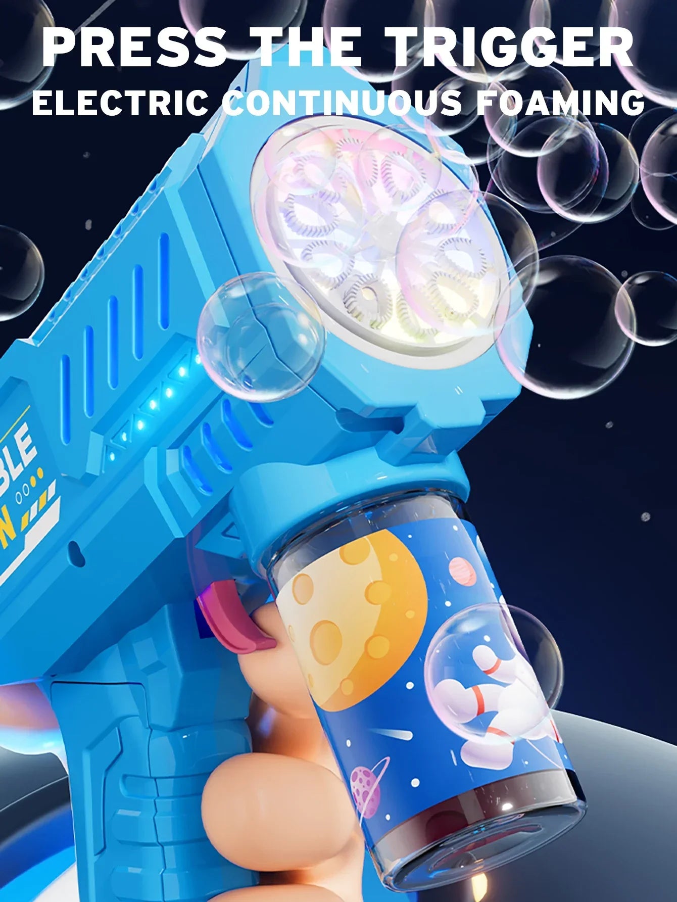 Fully Automatic Bubble Gun Rocket Bubbles Machine Automatic Blower with Bubble Liquid Toys for Kids Beach Outdoor Bubble Gifts