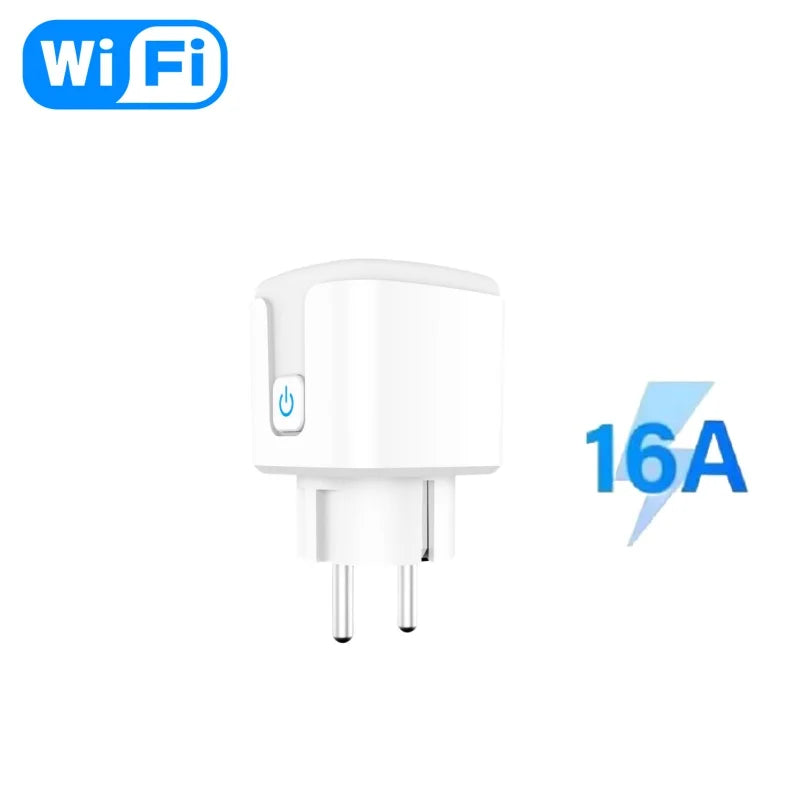 Tuya WiFi Smart Plug Socket EU 16/20A with Power Monitoring Timing Voice Control Works with Alexa Google Home Smart Life