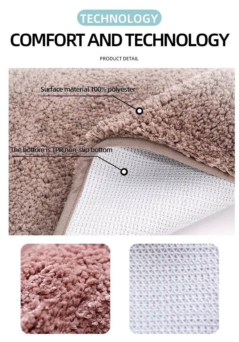 2PCS Soft Comfortable Thick Plush Floor Mat,Bathroom Floor Rug,Bedroom Carpet,Living Room Mat,Water Absorption Anti-Slip