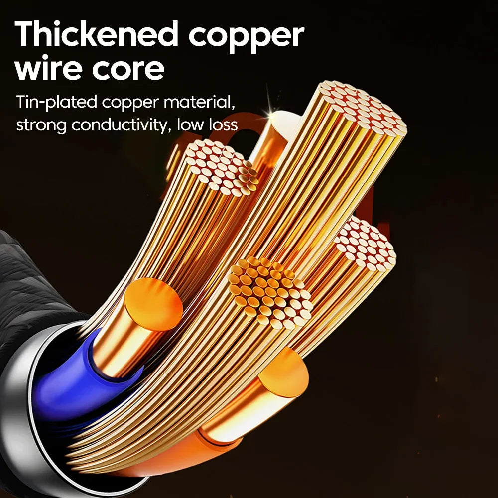 NNBILI USB C Quick Charging Cable 240W Nylon Braided Transparent Type C High-speed Charger Wire for Samsung Huawei Mi Data Line