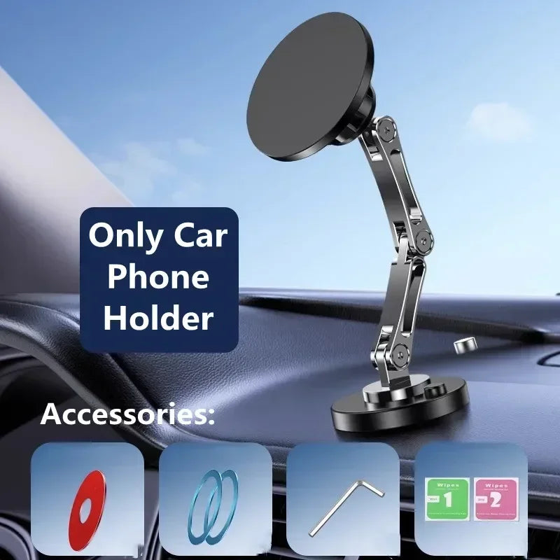 Car Magnetic Wireless Charger Dashboard Phone Holder Adjustable Long Arm For Magsafe iPhone 16 15 14 13 12 Pro Max Fast Charging