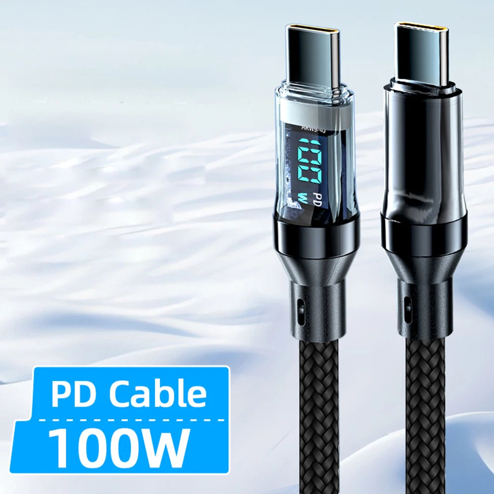 120W [Ultra-fast Super Charging Cable]120W LCD Watt Digital Display, Compatible for Samsung, Xiaomi, POCO, Tesla