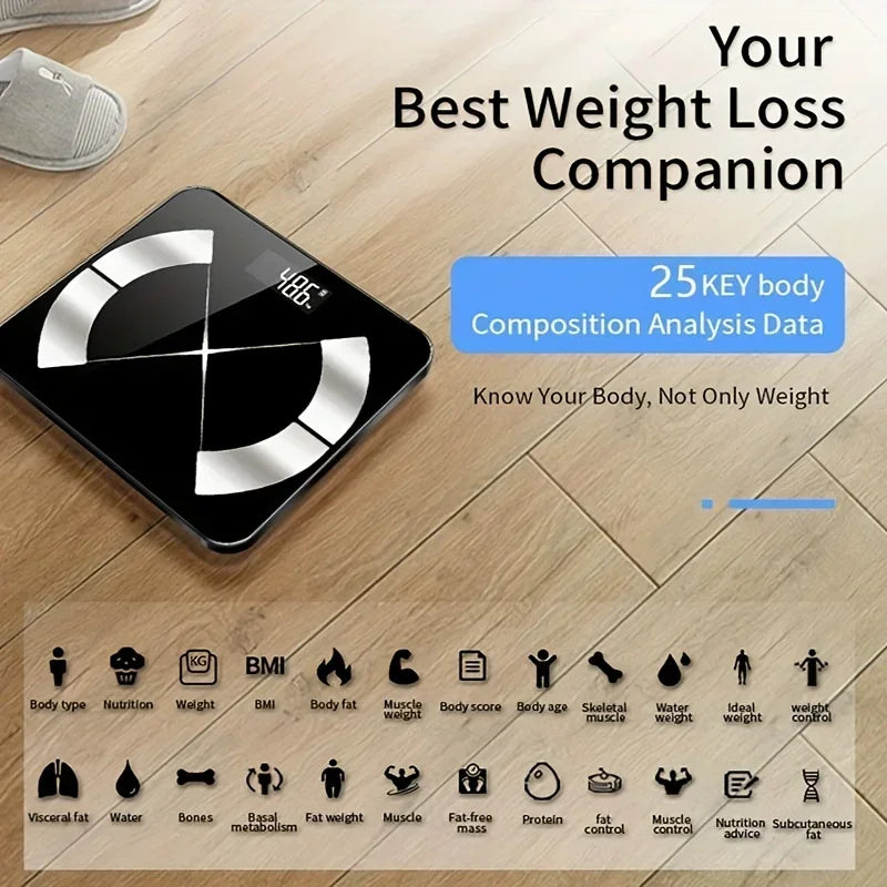 1pc intelligent body fat scale, high-precision wireless electronic weight scale, high-definition display, health data analysis