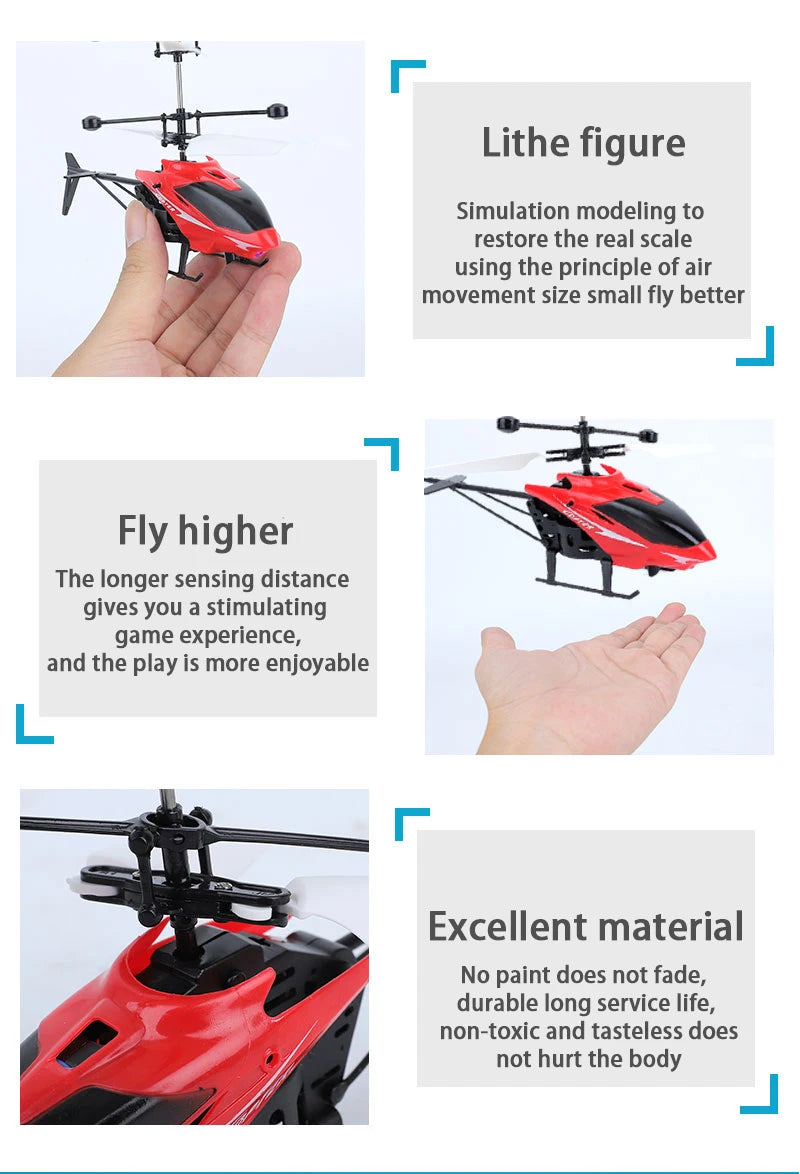 Rechargeable Mini RC Drone Remote Safe Fall-resistant RC Helicopters Drone ChildrenToys(No remote control battery)