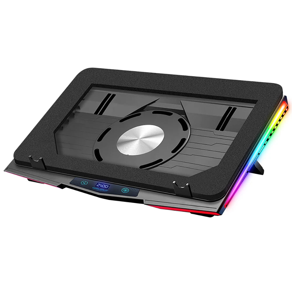 COOLCOLD Air Compression RGB Laptop Cooling Pad - Ultra-Quiet USB Cooler, Fast Heat Dissipation & Adjustable Stand