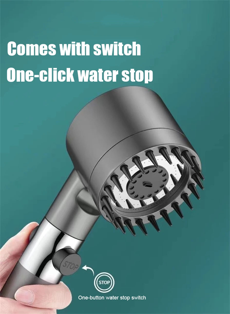 3 Modes High Pressure Water Saving Filter Powerful Shower Head Massage Spa Handheld Showerhead with ON/OFF Switch for Bathroom