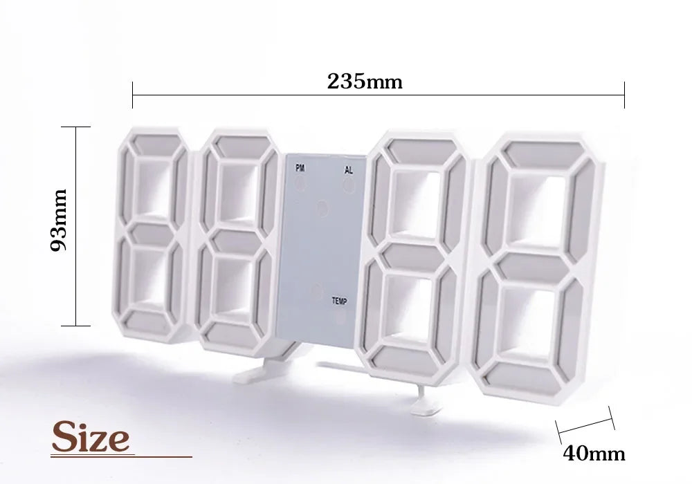 Table 3D LED Digital Alarm Clock Wall Clock Time/Date/Temperature for Home Kitchen Offices Clock Decoration Garden Clocks