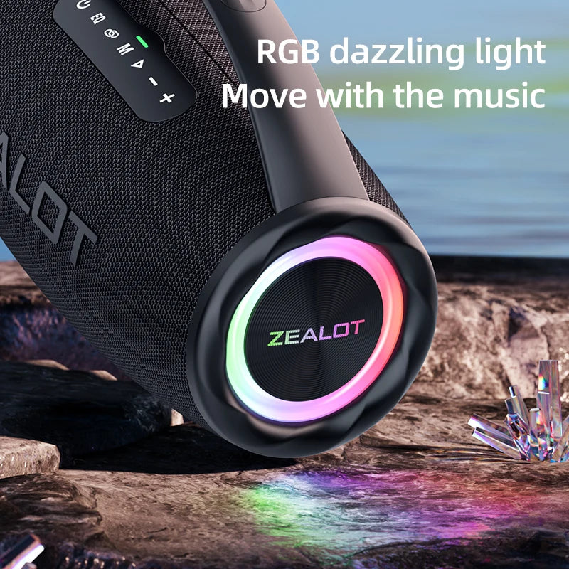 ZEALOT-S97 80W Bluetooth Speaker Powerful Wireless Speaker with Portable Handle, for Party, Camping,RGB Colorful Light
