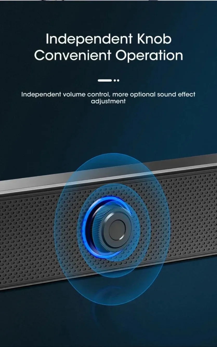 XIKCU Wireless Bluetooth and PC Soundbar Wired Speaker USB Powered Soundbar for TV Pc Laptop Home Theater Surround Audio System