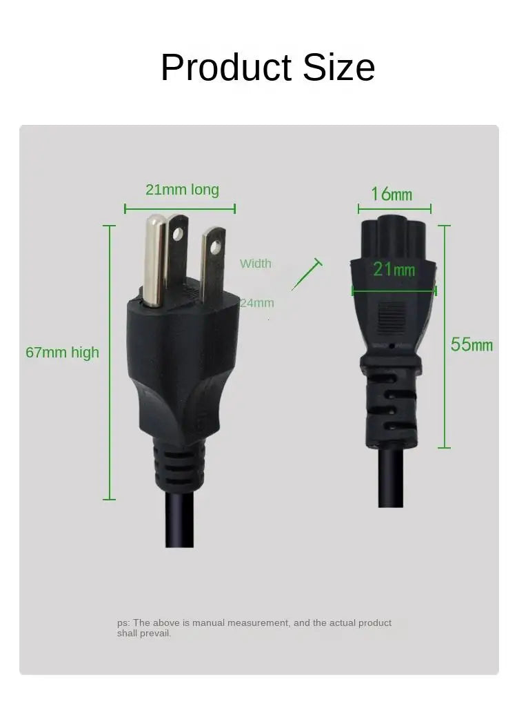 EU Plug Power Supply Cable IEC320 C5 1.5m 1.2m European AC Power Extension Cable For Dell Lenovo Asus Notebook Laptop Charger