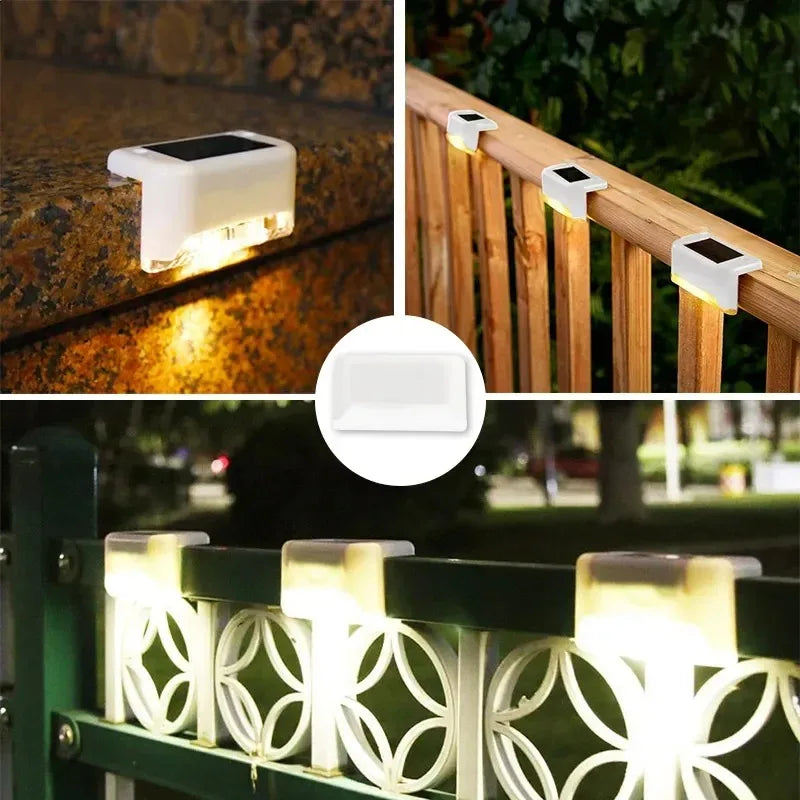 1-20PCS Warm White LED Solar StepLamp Path Stair Outdoor Garden Lights Waterproof Balcony Light Decoration for Patio Fence Light