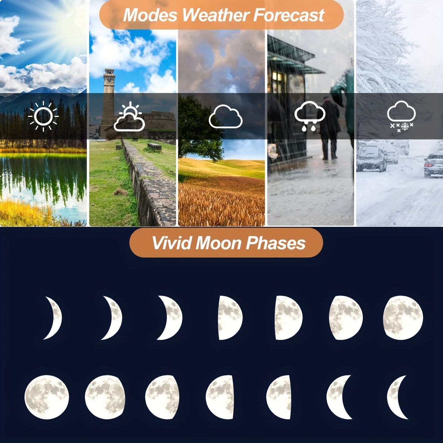 Weather Station Wireless Indoor Outdoor Thermometer Hygrometer Touch LCD Display with Alarm Clock Adjustable Backlight