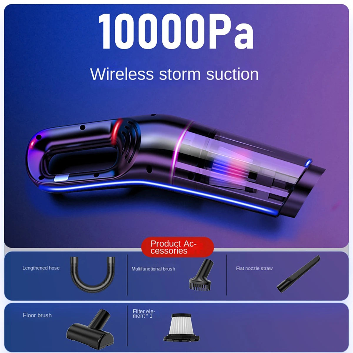 Handheld USB Charging Portable Home Car Wireless Cleaning Vacuum Cleaner, High-power Suitable For Dust And Pet Hair
