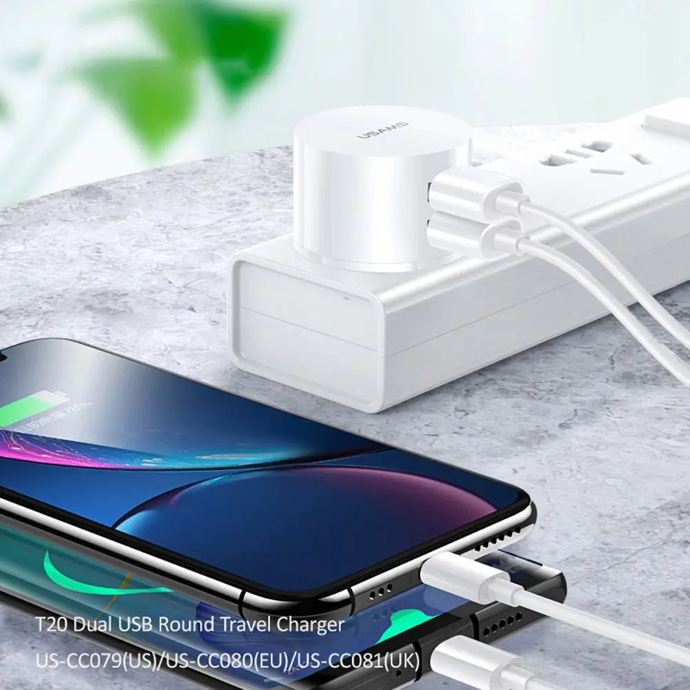 5V 2.1A White Dual USB Charger Quick Charge Wall Charger Mobile Phone Charging Mini Round Adapter Travel Charger