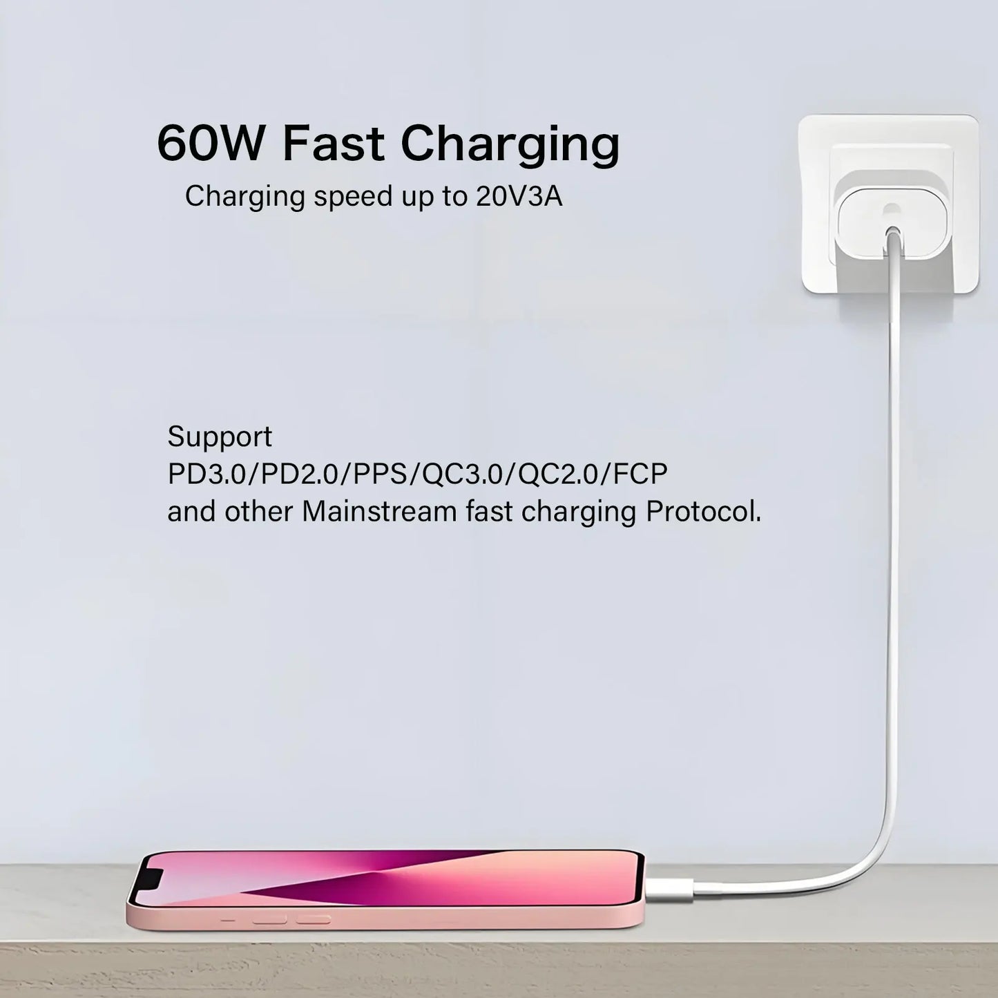 5-2 PCS 60W USB C to USB C Cable for iPhone 16 15 pro Samsung Xiaomi iPad AirPods Macbook Type C To Type C Braided Charger Cable