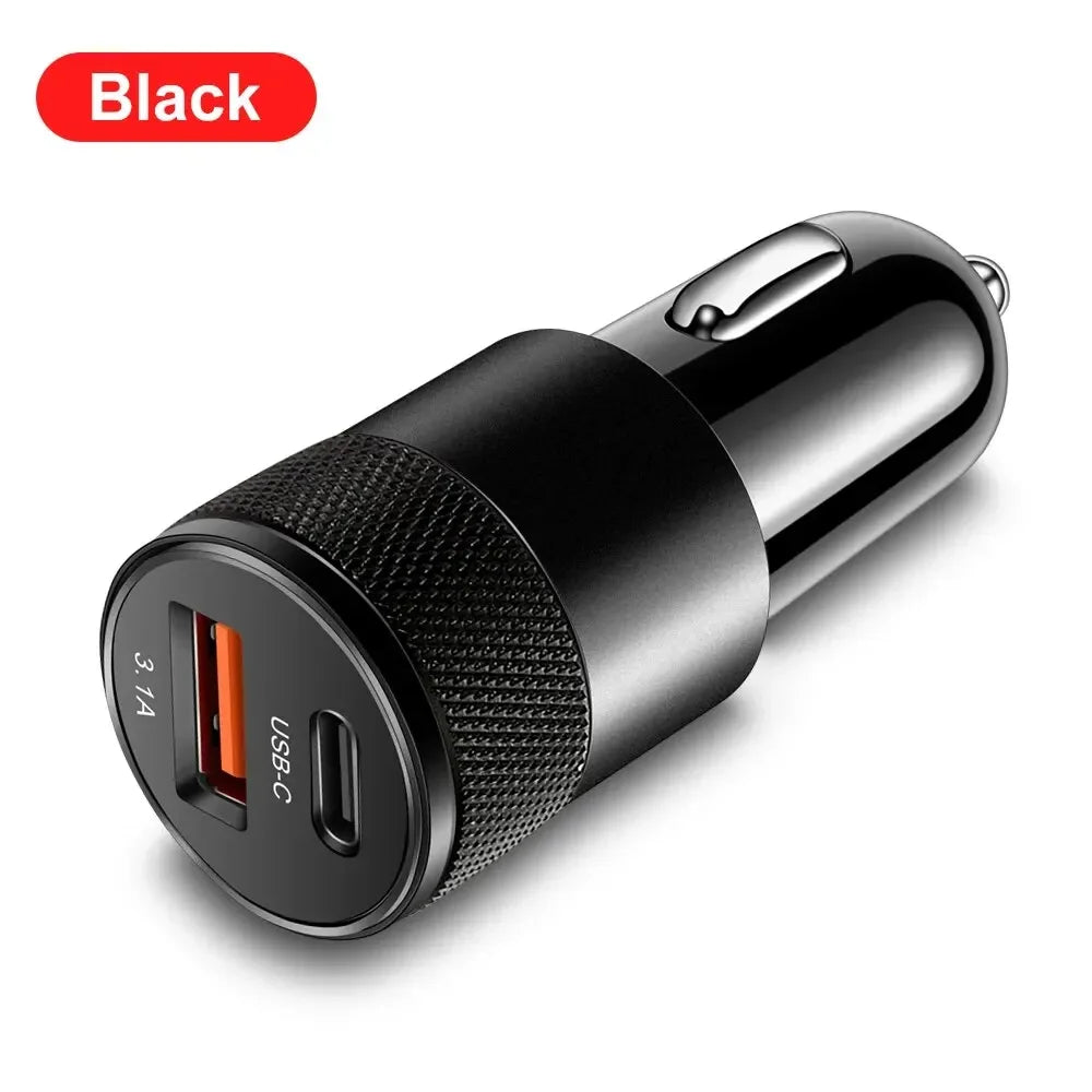 3.1A USB Car Charger Type C Fast Charging Phone Adapter For iPhone Xiaomi Huawei Phone Charger Adapter Socket Cigarette Lighter