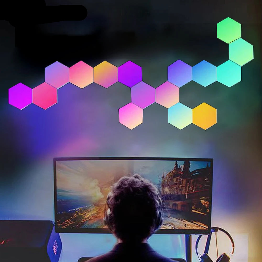 RGB Hexagonal Quantum Lamp LED Smart Wall Light Panels APP Remote Control Ambient Night Light DIY Shape Game Room Decor