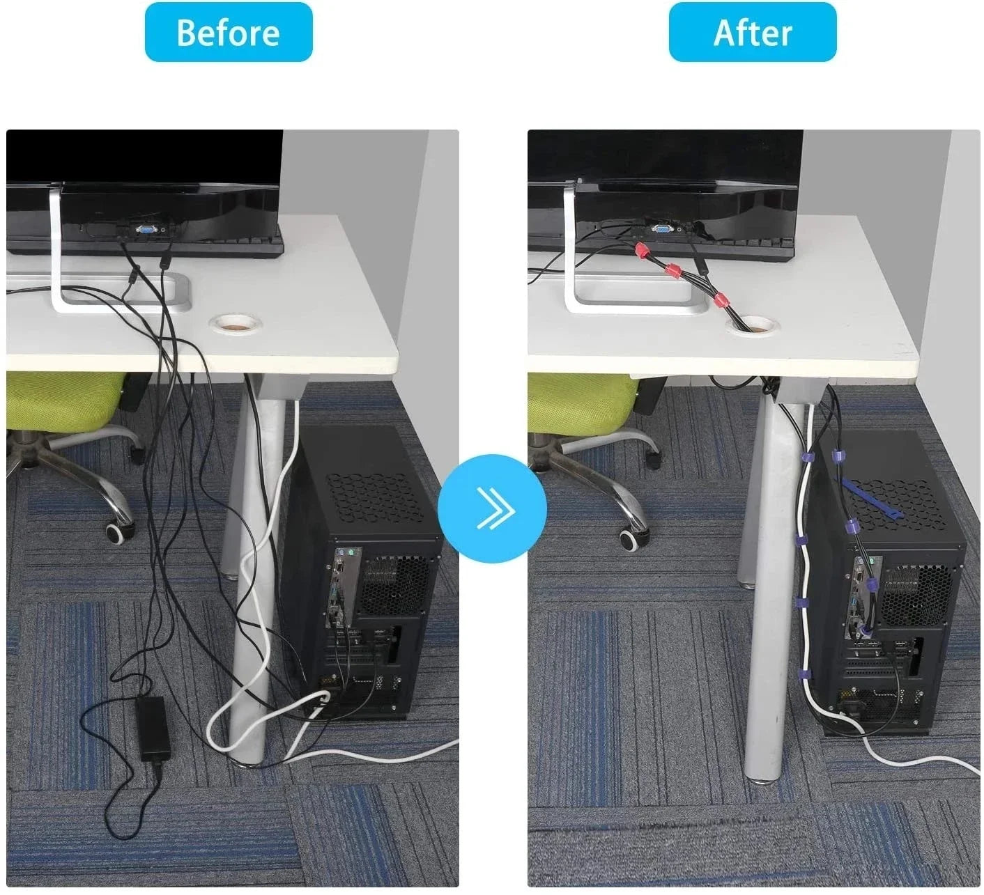 10/30/50pcs Multi-Purpose Fastener Cable Straps Tape Cable Ties Reusable Hook Loop Strips Wire Ties Cables Organizer Cord Wraps