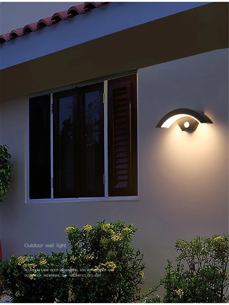 Intelligent Induction Wall Lamp Waterproof Porch Wall Light Outdoor PIR Motion Sensor Lamp Landscape Balcony Garden Corridor