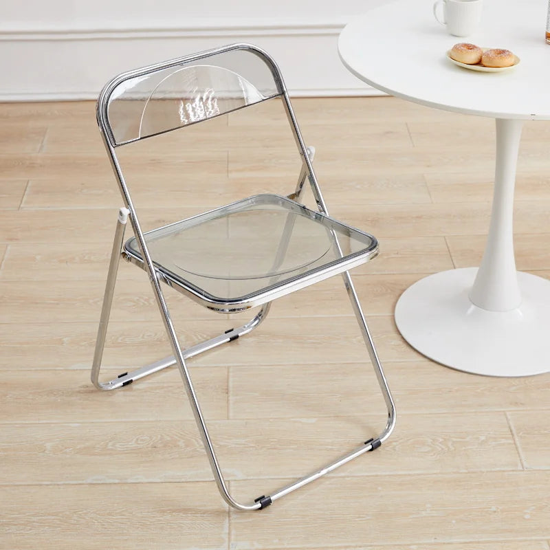 Fashion Acrylic transparent folding chair restaurant household dining chairs Office folding chair Folding stool