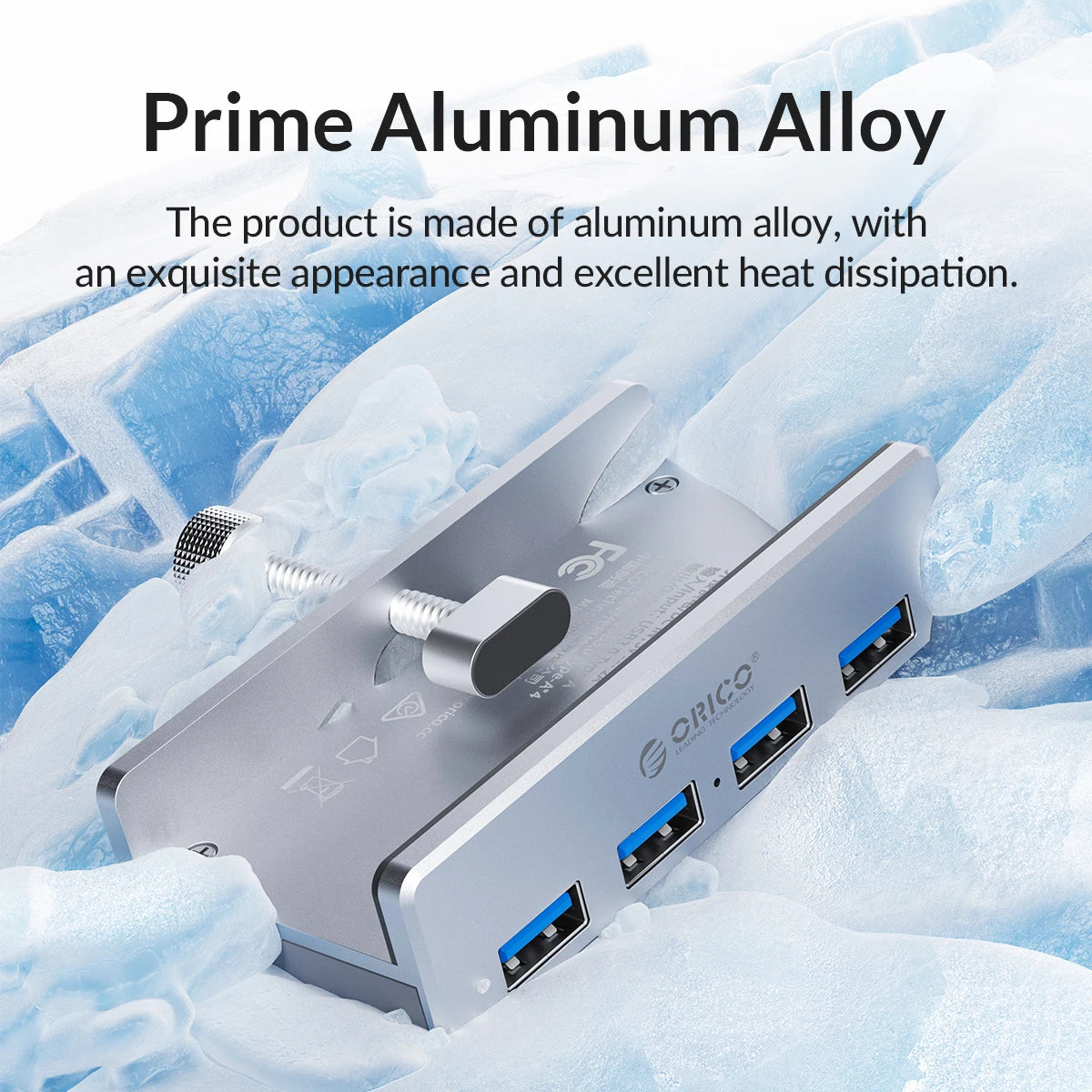 ORICO MH4PU 5GBPS Data Transmission Hub Aluminum 4 Ports USB 3.0 Clip HUB with Power Supply High Speed for MAC OS PC