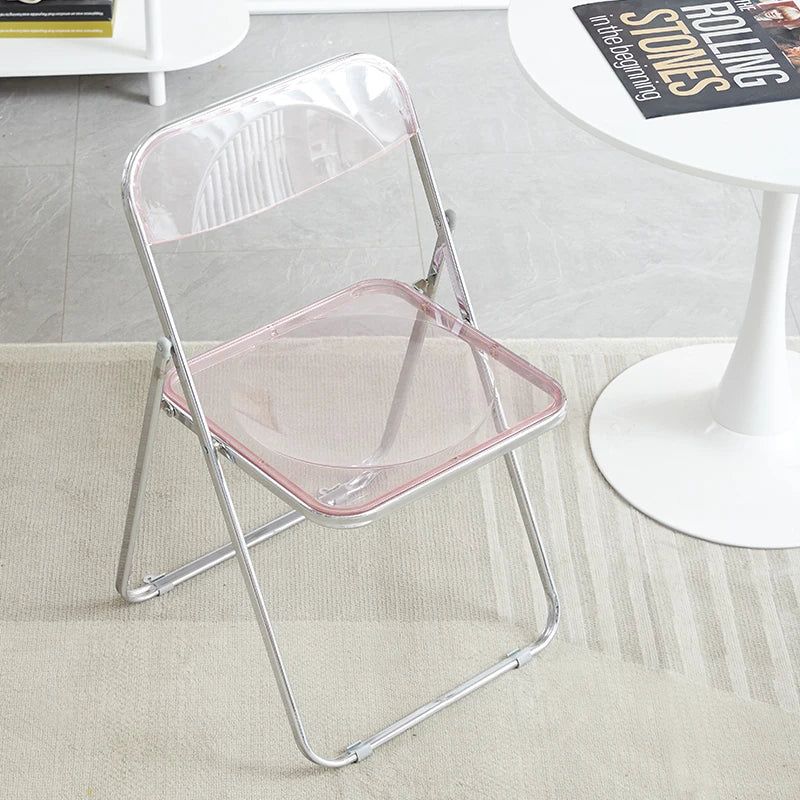 Fashion Acrylic transparent folding chair restaurant household dining chairs Office folding chair Folding stool