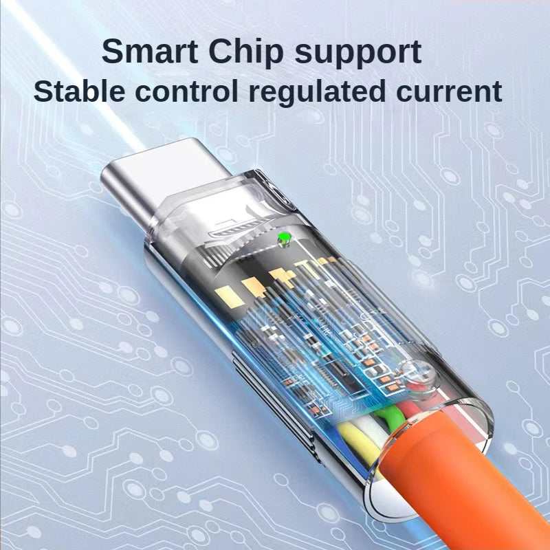 3PCS 120W Super Fast Charge Type-C Liquid Silicone Cable Quick Charge USB C Lines For Xiaomi Huawei Samsung USB Phone Data Wire