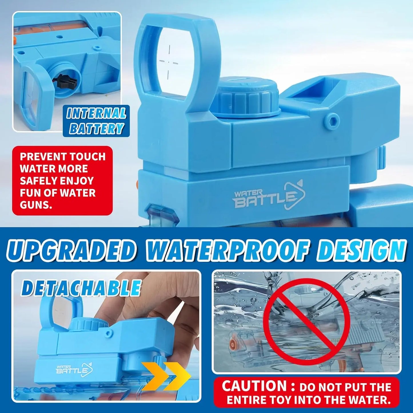 Electric Water Gun - Automatic Manual Dual Modes  Rechargeable Water Gun with Large Capacity, for Summer Outdoor Pool Fun