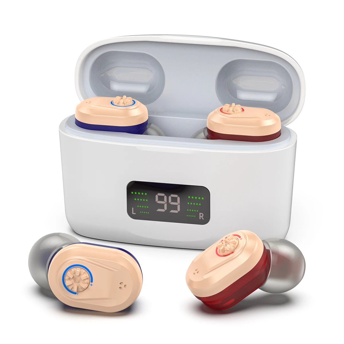 Wireless Mini Noise-cancelling Hearing Aid for Seniors, HD Digital Display, With Large-capacity Battery Charging Box
