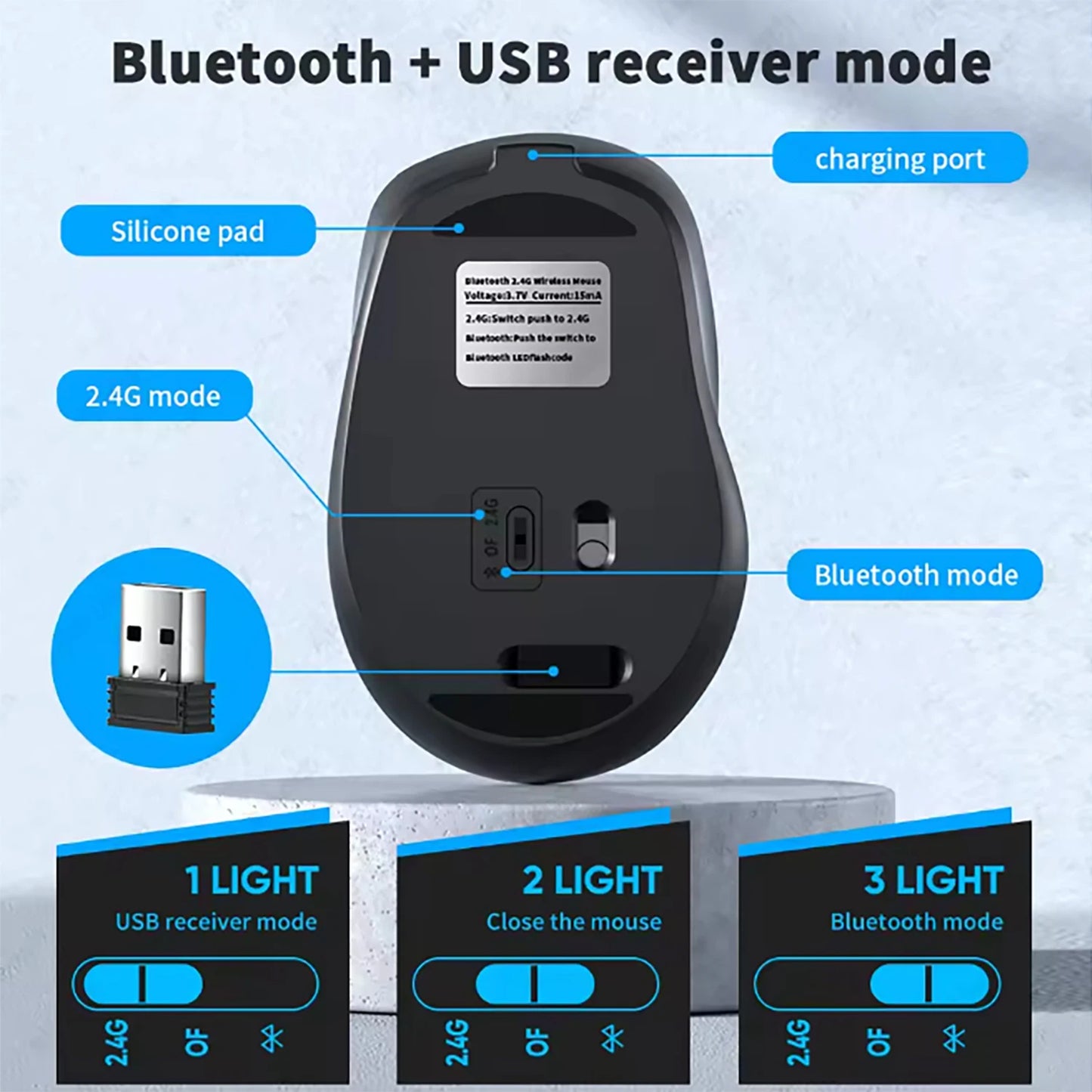 Rechargeable Wireless Bluetooth Mouse Silent WIRELESS COMPUT MOUS USB Ergonomic Gamer Mouse For Computer Laptop Macbook 2025New