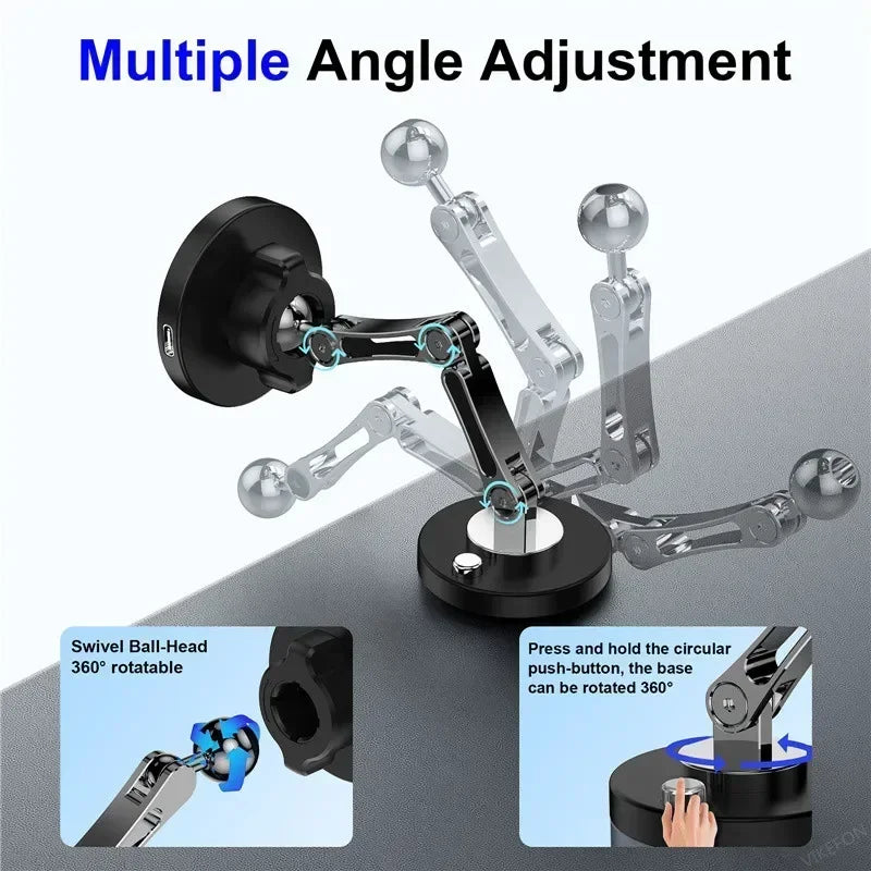 Car Magnetic Wireless Charger Dashboard Phone Holder Adjustable Long Arm For Magsafe iPhone 16 15 14 13 12 Pro Max Fast Charging