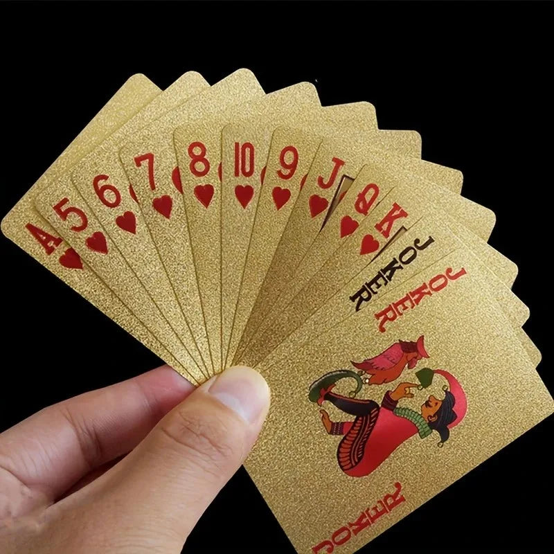 1 Box Golden Foil Playing Cards, Waterproof High Definition Playing Cards, Matte Table Games For Gift Collection