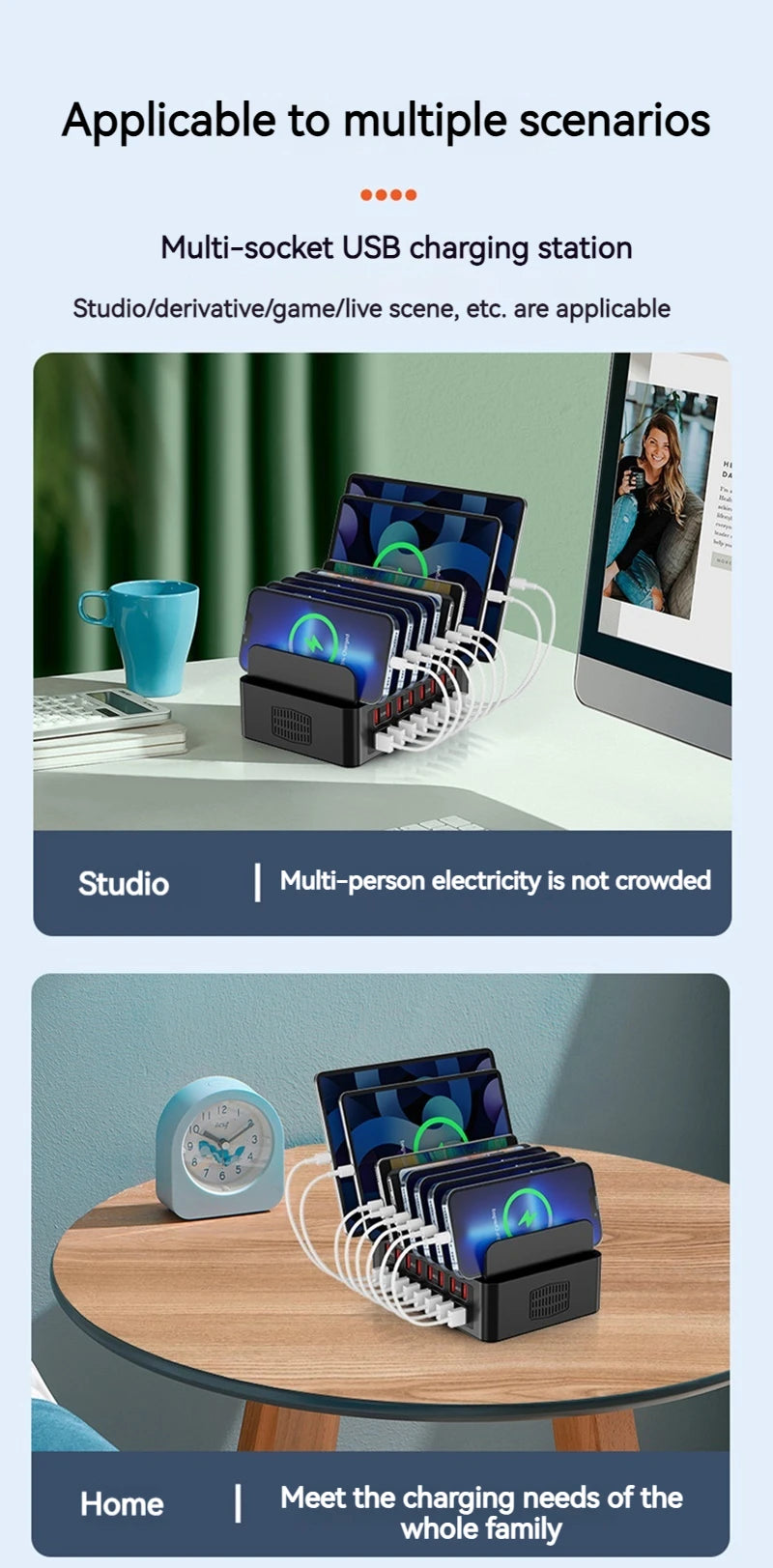 ASENGRY 150W Universal Multi USB Charger 16 Port USB Charging Station Tablet Stand For Ipad Iphone 15 14 13 Pro Max Samsung S24