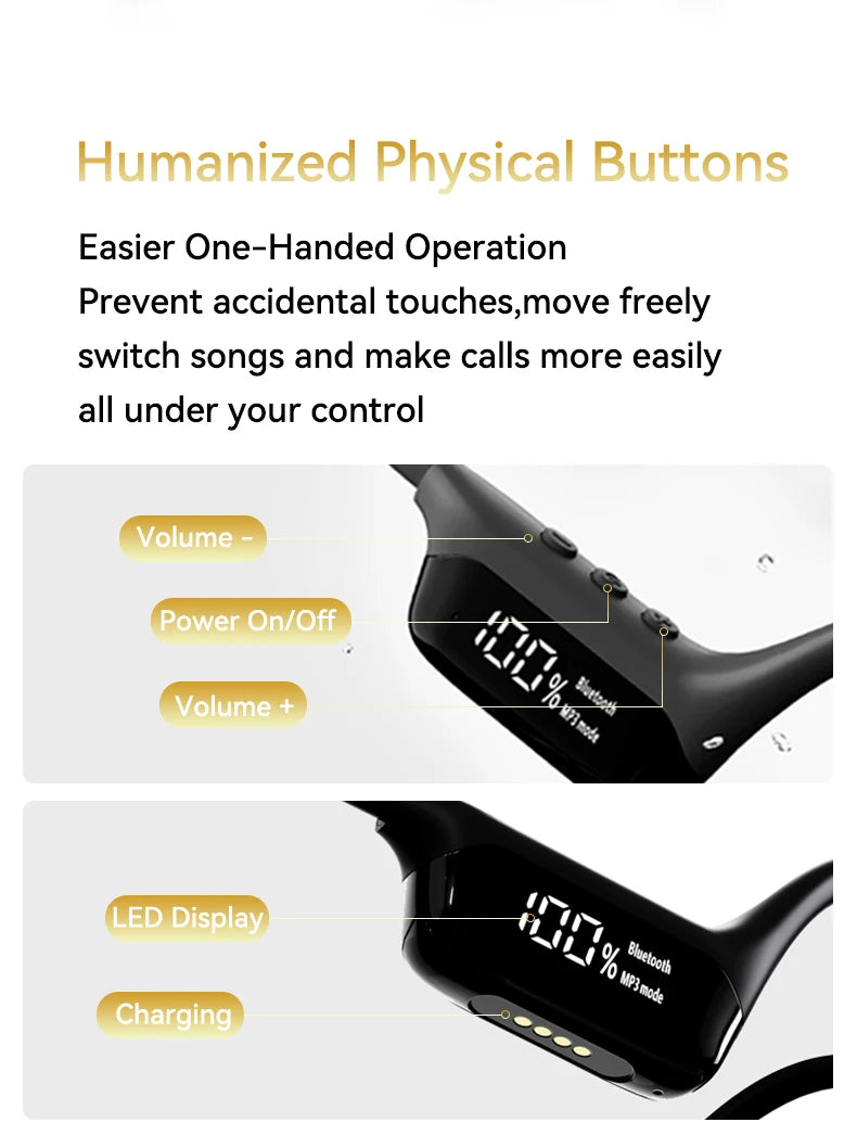 IPX8 True Waterproof Bluetooth 5.4 Swimming Diving Bone Conduction Headphone 32GB MP3 Player Summer Sports Cycling Music Headset