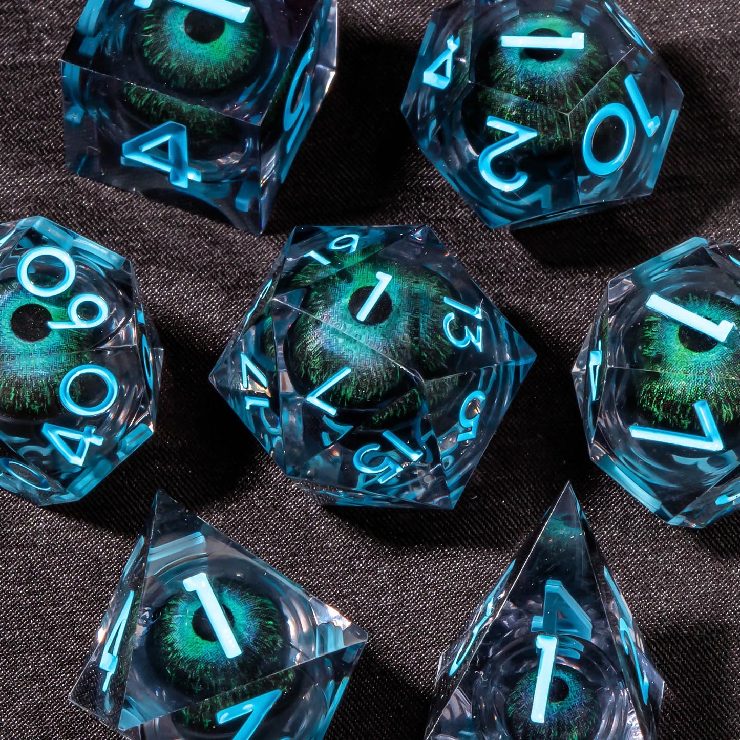 DND Liquid Core D&D Dice Set, Sharp Edge Resin Dungeon and Dragon Dice, Role Playing RPG D and D Dice D20 D12 D10 D8 D6 D4