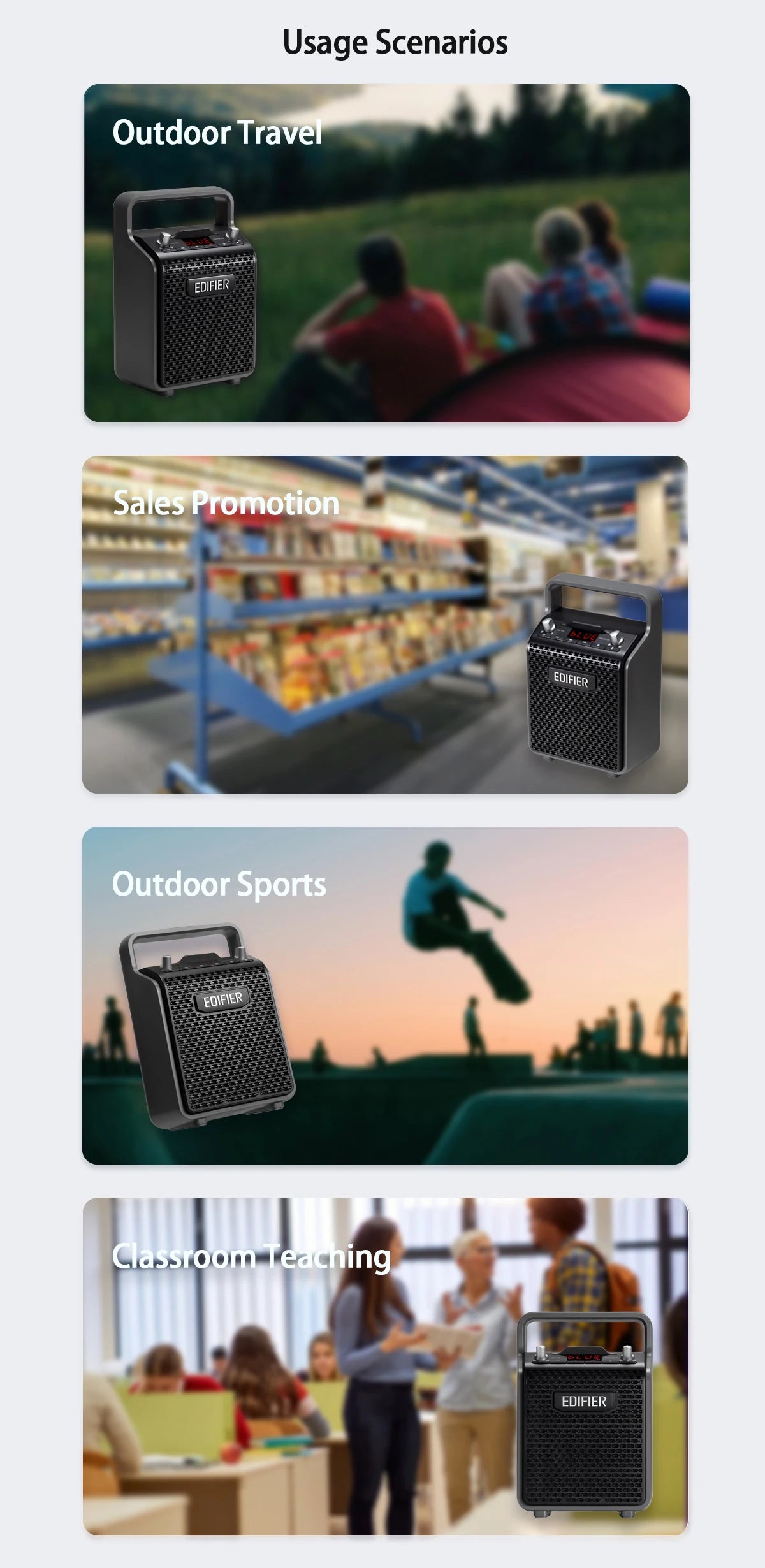 Edifier PP205 Outdoor Portable Bluetooth Speaker Line In USB TF Card Inputs 8 Hours Playback Support Wird Mic Karaoke Speaker