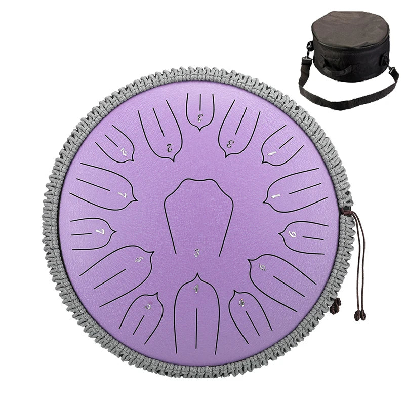 Hluru Music Drum 13 Inch 15 Notes Glucophone Steel Tongue Drum 15 Notes D Tone Ethereal Drum  Percussion Musical Instruments