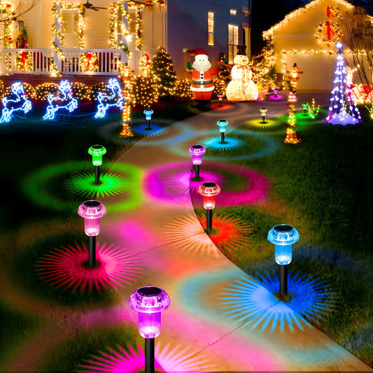 4Pcs Solar Pathway Lights Outdoor Vibrant LED Mushroom Garden Stake Lighting for Walkways Lawns Driveways Landscapes Decorative