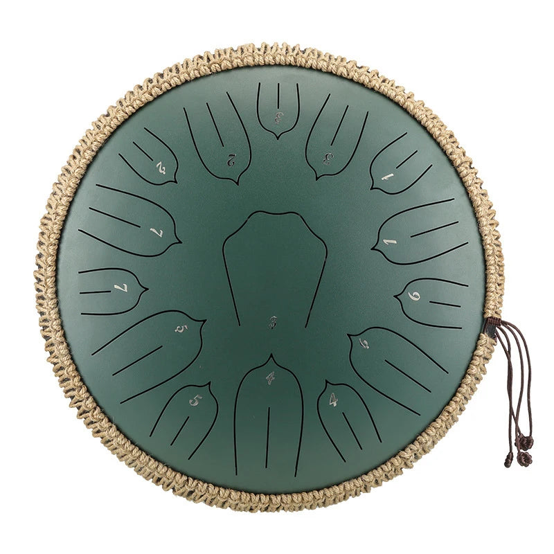 Hluru Music Drum 13 Inch 15 Notes Glucophone Steel Tongue Drum 15 Notes D Tone Ethereal Drum  Percussion Musical Instruments