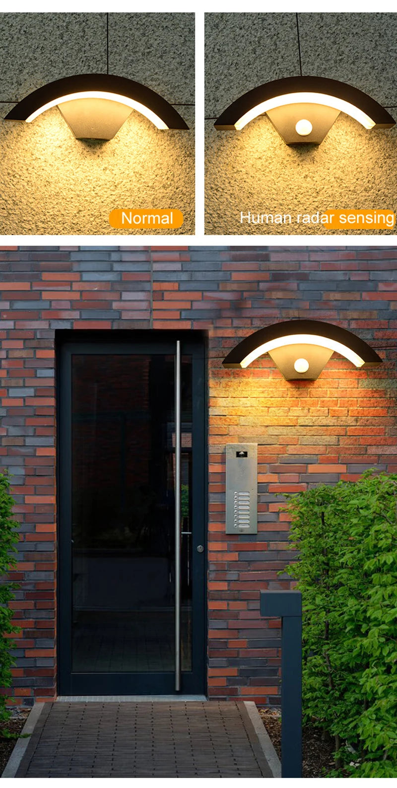 Intelligent Induction Wall Lamp Waterproof Porch Wall Light Outdoor PIR Motion Sensor Lamp Landscape Balcony Garden Corridor