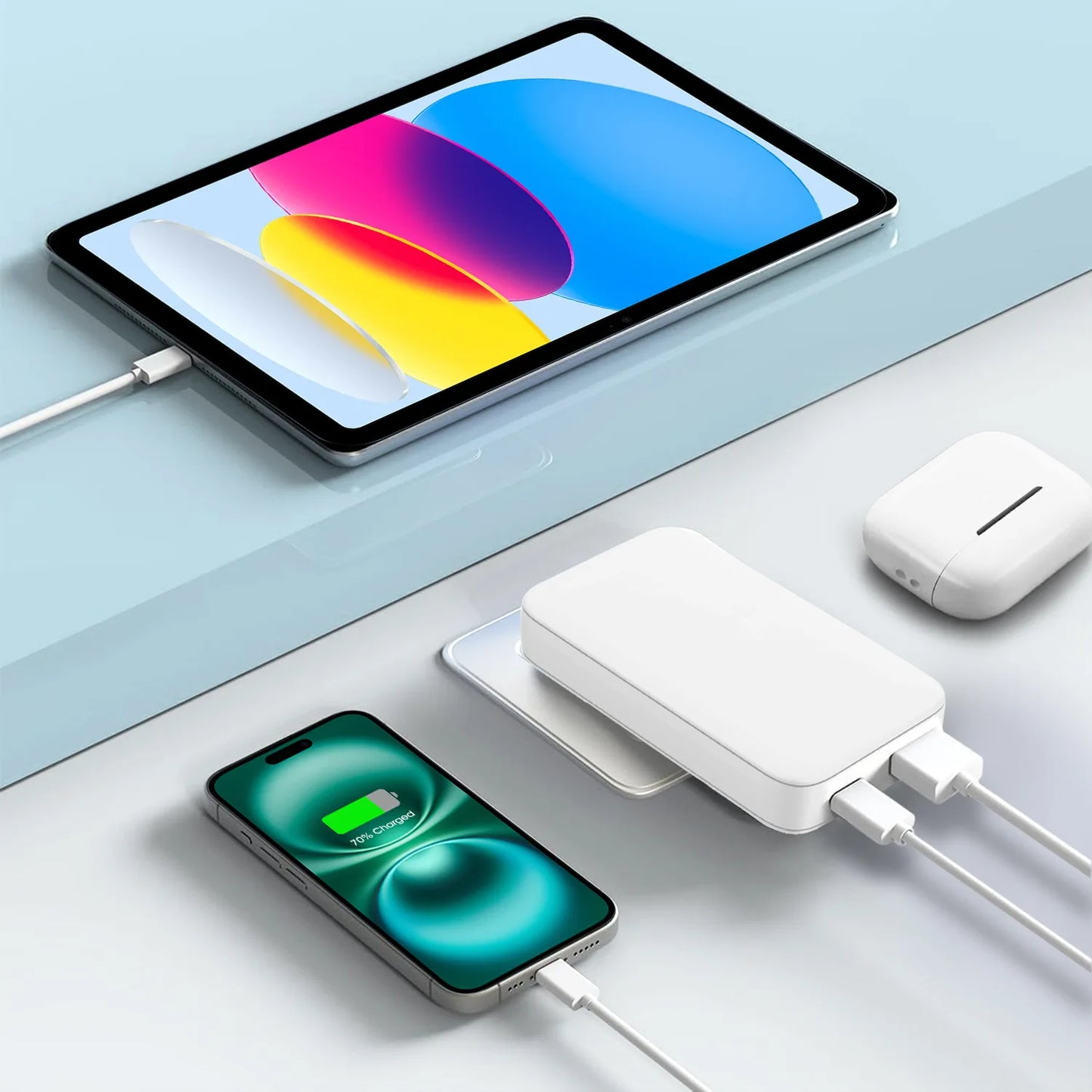 Flat USB C Wall Charger 65W GaN USB-A USB-C Wall Charger Ultra Slim Folding Travel Dual Port USB Wall Charger For Phones Tablets