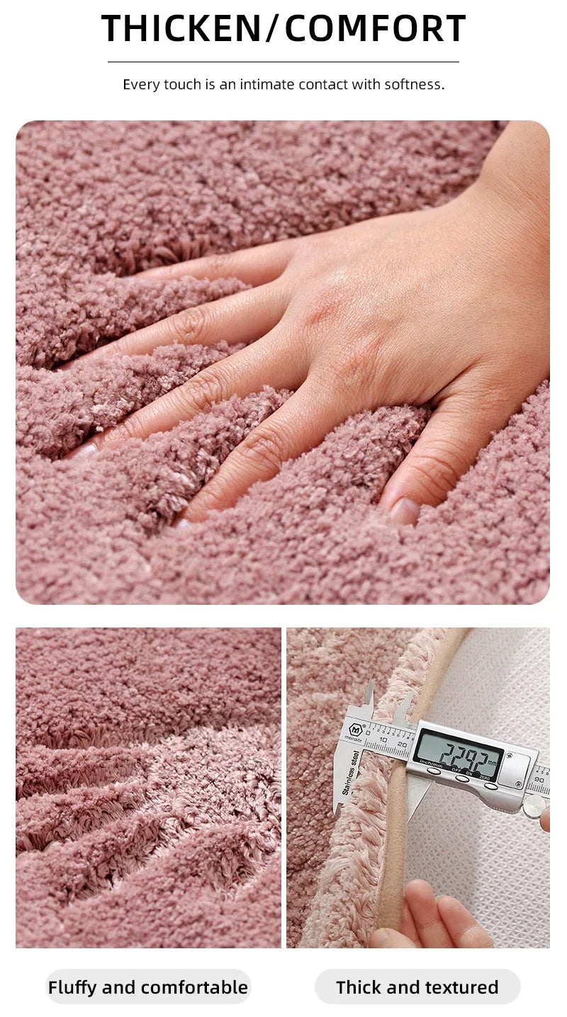 2PCS Soft Comfortable Thick Plush Floor Mat,Bathroom Floor Rug,Bedroom Carpet,Living Room Mat,Water Absorption Anti-Slip