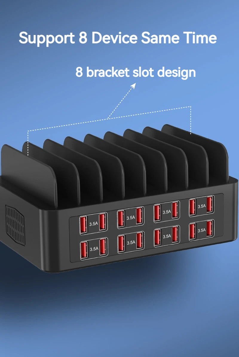 ASENGRY 150W Universal Multi USB Charger 16 Port USB Charging Station Tablet Stand For Ipad Iphone 15 14 13 Pro Max Samsung S24