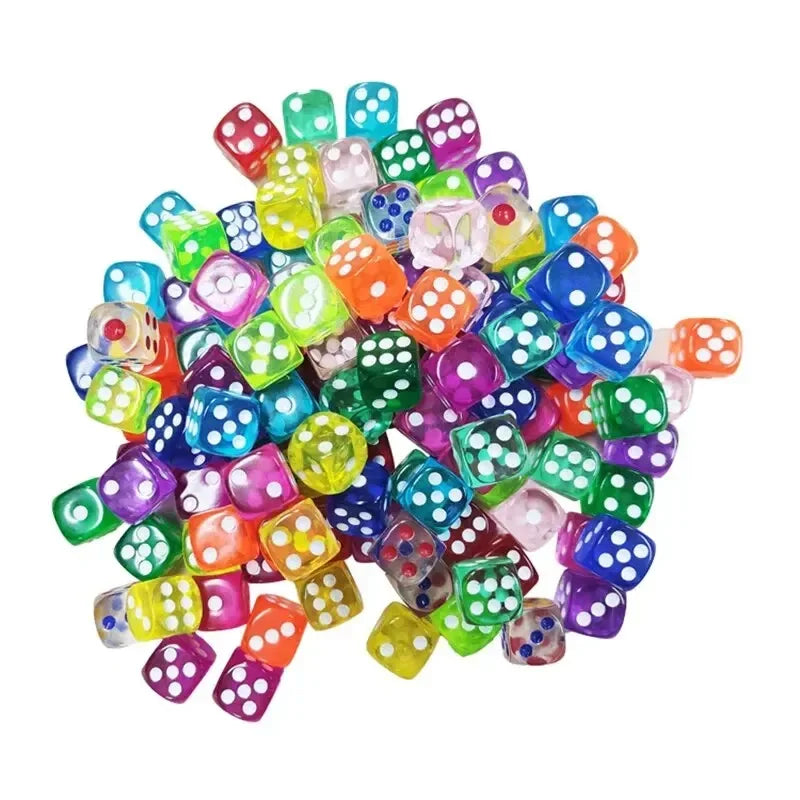 50PCS 14mm Colorful Transparent Dice Set - Rounded Edge Board Game Dice for Tabletop RPG, D&D, Casino, Party Games