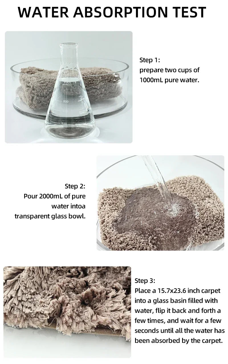 2PCS Soft Comfortable Thick Plush Floor Mat,Bathroom Floor Rug,Bedroom Carpet,Living Room Mat,Water Absorption Anti-Slip