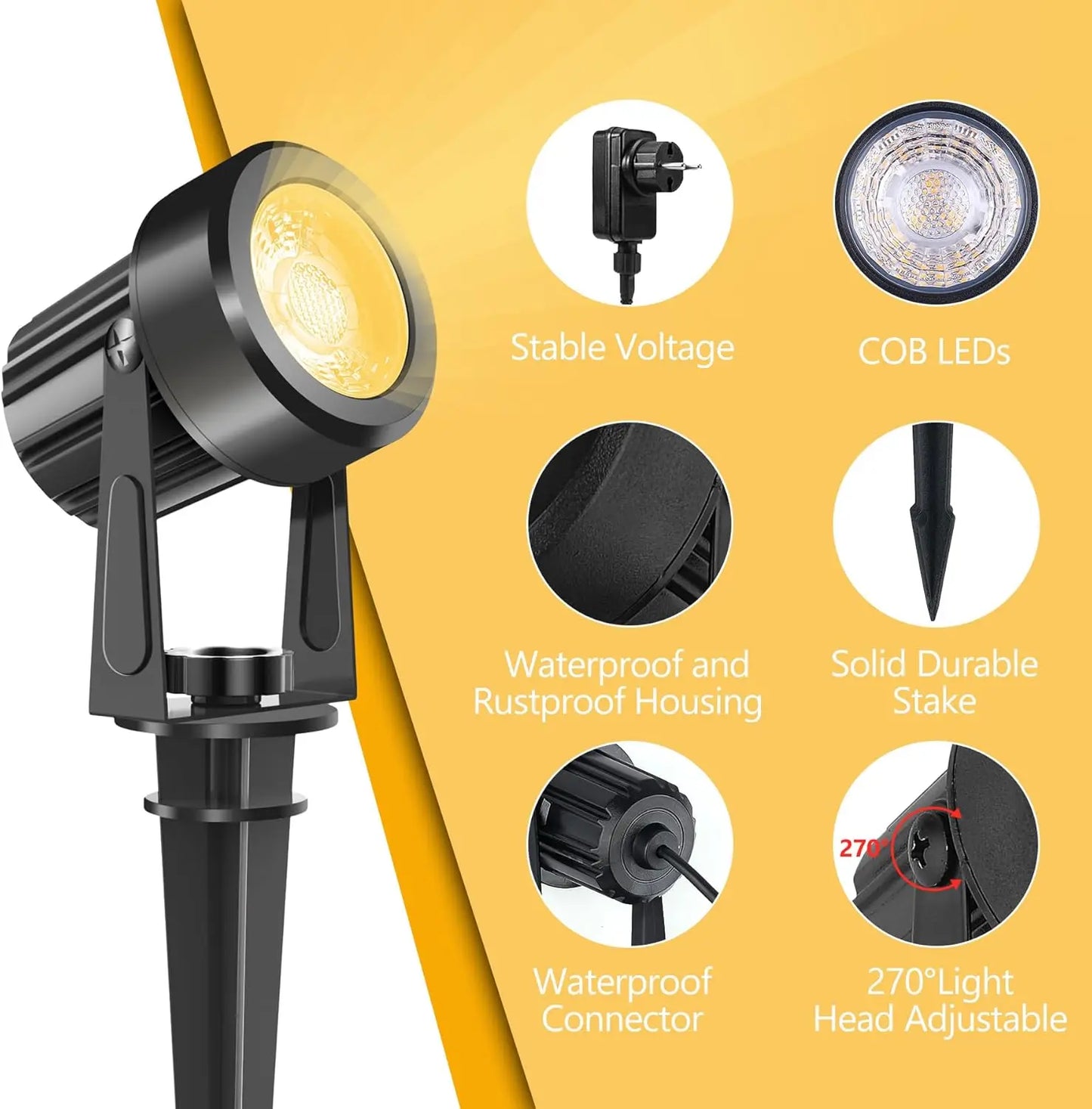 3000K Outdoor Spotlight Garden Landscape Decoration EU/US Plug Floodlight Waterproof Pathway Yard Lawn Lamp 110V 220V Lighti