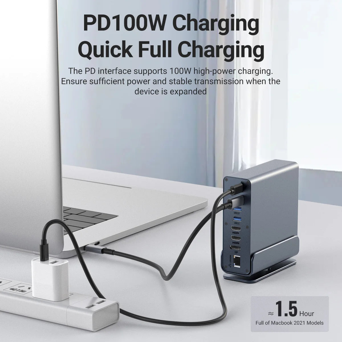 15 in 1 USB C HUB Docking Staion Multi-port Type C Thunderbolt wtih USB 3.0 HDMI PD 100W RJ45 SD/TF Audio 3.5 for Macbook Laptop